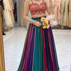 Women's Multi-Color Georgette Gota Patti Lehenga Choli for Navratri