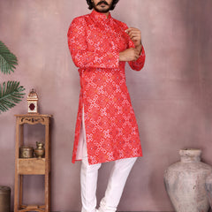 Men’s Heavy Cotton Printed Kurta Pyjama Set