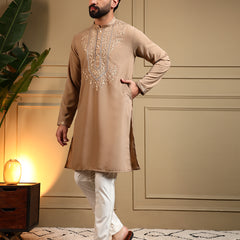 Men’s Armani Lachko Embroidered Kurta with Semi Cotton Chudidar
