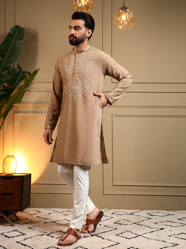 Men’s Armani Lachko Embroidered Kurta with Semi Cotton Chudidar