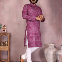 Men’s Cotton Sequence Work Kurta with Semi Cotton Chudidar