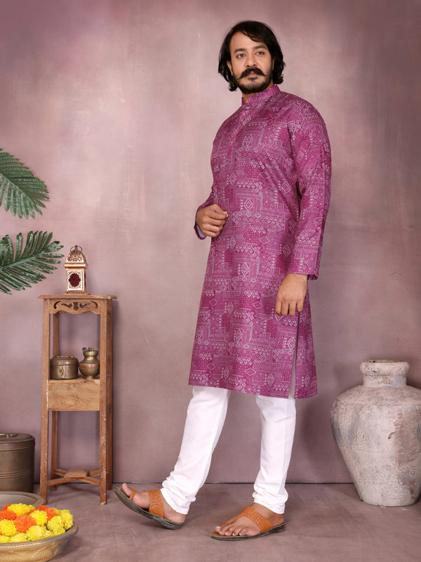 Men’s Cotton Sequence Work Kurta with Semi Cotton Chudidar