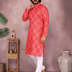 Men’s Heavy Cotton Printed Kurta Pyjama Set