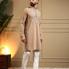 Men’s Armani Lachko Embroidered Kurta with Semi Cotton Chudidar