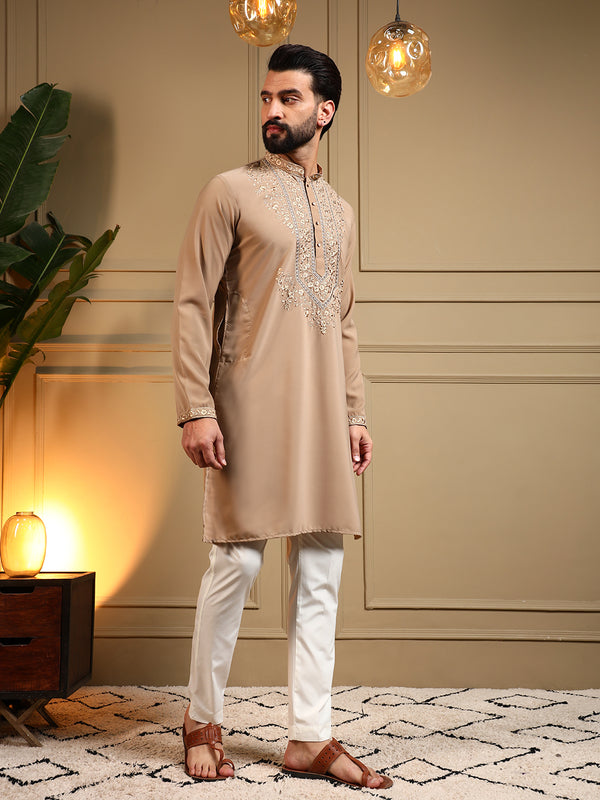 Men’s Armani Lachko Embroidered Kurta with Semi Cotton Chudidar