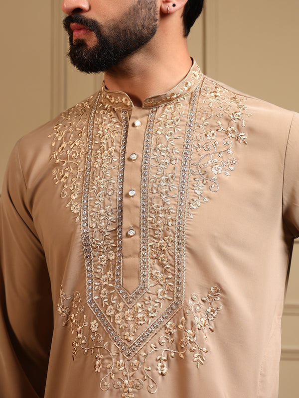 Men’s Armani Lachko Embroidered Kurta with Semi Cotton Chudidar