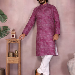 Men’s Cotton Sequence Work Kurta with Semi Cotton Chudidar