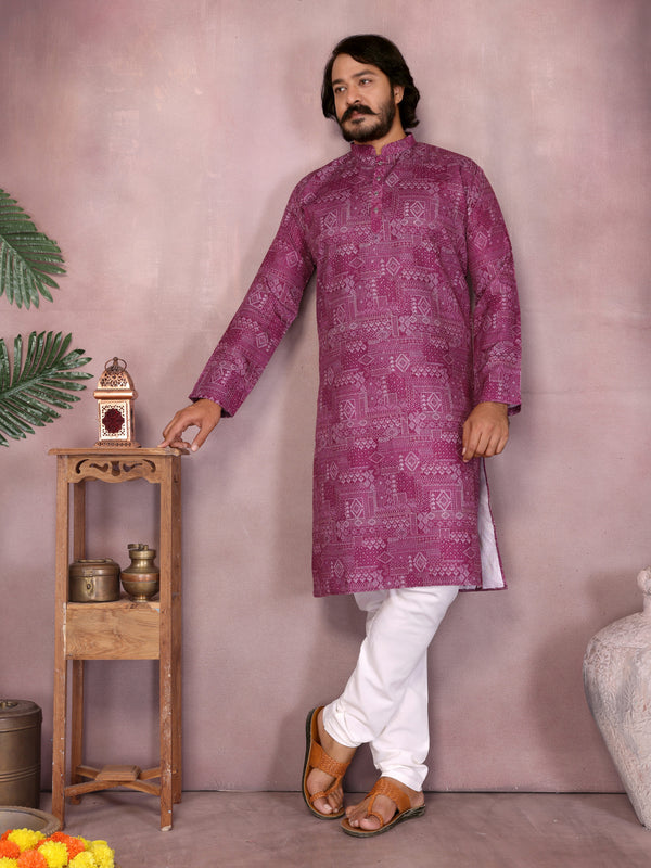Men’s Cotton Sequence Work Kurta with Semi Cotton Chudidar