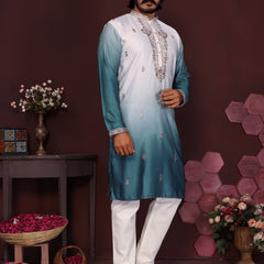 Men’s Premium Cotton Silk Embroidered Kurta with Raymond Cotton Pyjama