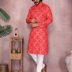 Men’s Heavy Cotton Printed Kurta Pyjama Set