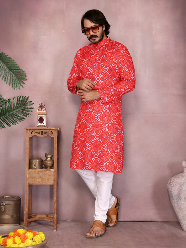 Men’s Heavy Cotton Printed Kurta Pyjama Set
