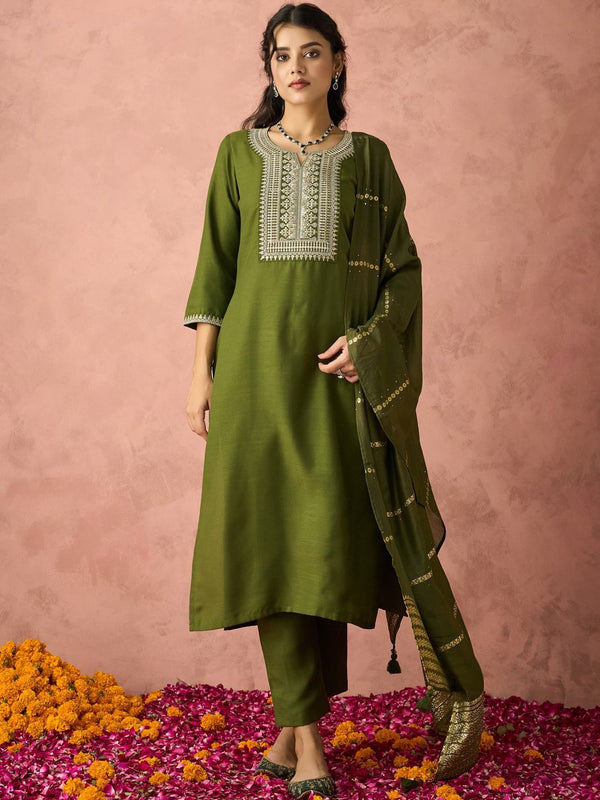 Parampara Kurta Pant Set With Jacquard Dupatta