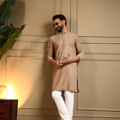 Men’s Armani Lachko Embroidered Kurta with Semi Cotton Chudidar