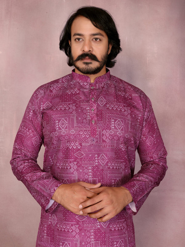 Men’s Cotton Sequence Work Kurta with Semi Cotton Chudidar