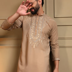 Men’s Armani Lachko Embroidered Kurta with Semi Cotton Chudidar