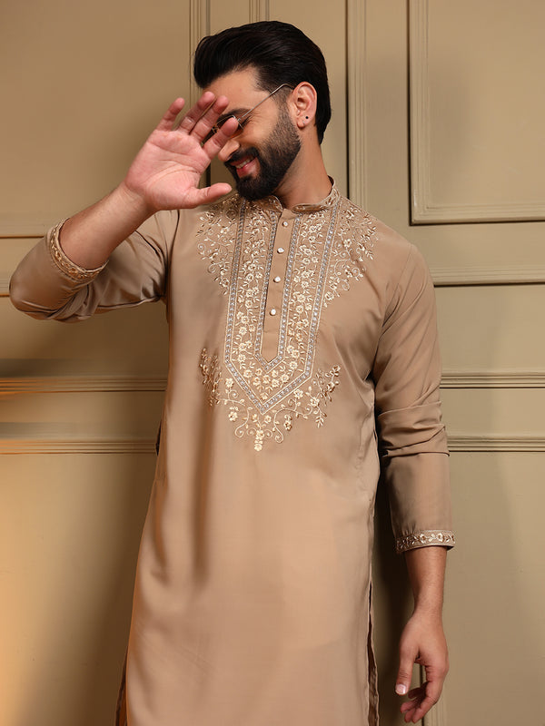 Men’s Armani Lachko Embroidered Kurta with Semi Cotton Chudidar