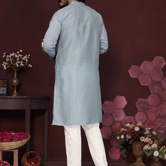 Men’s Premium Smart Silk Sequence Embroidered Kurta with Raymond Cotton Pyjama