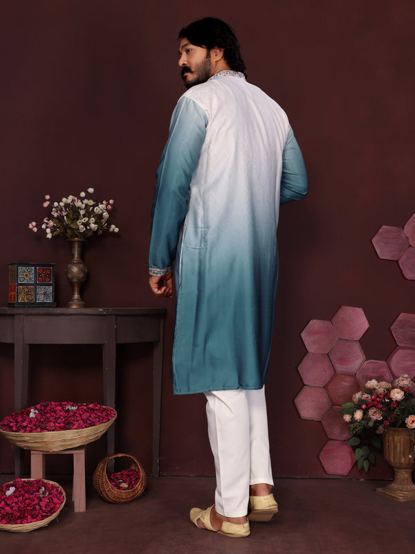 Men’s Premium Cotton Silk Embroidered Kurta with Raymond Cotton Pyjama
