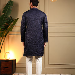 Men’s Royal Silk Sequence Embroidered Kurta with Semi Cotton Chudidar