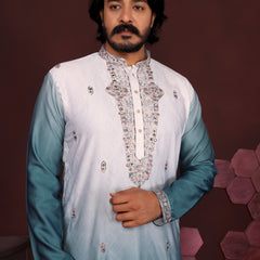 Men’s Premium Cotton Silk Embroidered Kurta with Raymond Cotton Pyjama