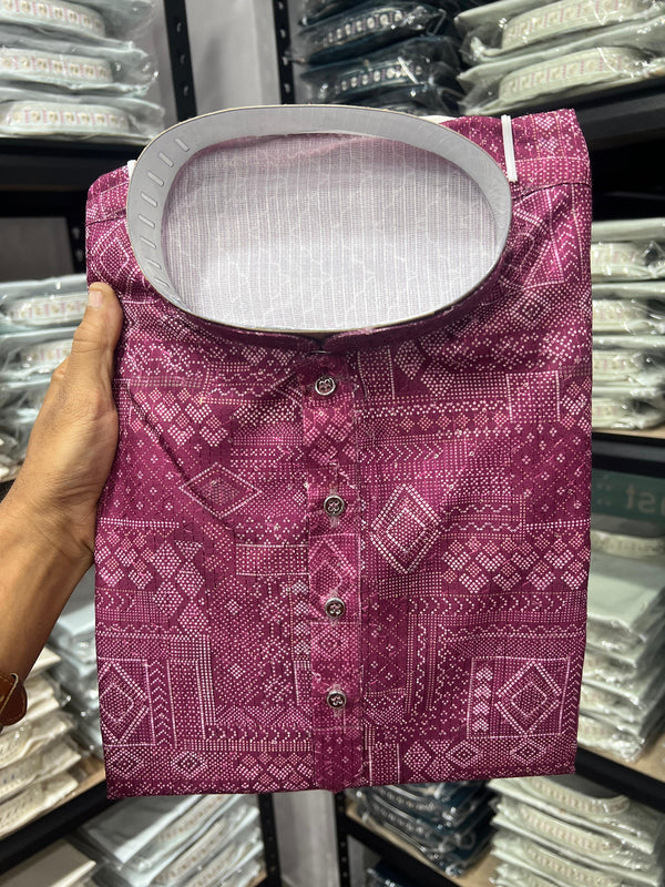 Men’s Cotton Sequence Work Kurta with Semi Cotton Chudidar