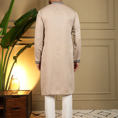 Men’s Viscose Silk Embroidered Kurta with Semi Cotton Chudidar