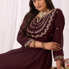 Vichitra Silk Embroidered Kurta Pant with Dupatta Set