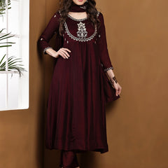 Vichitra Silk Kurta Pant Set With Vichitra Silk Dupatta