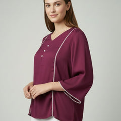 Women’s Fancy Purple Delta Silk Solid Top