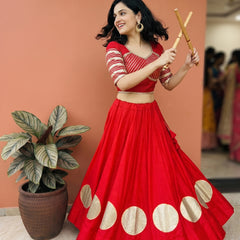 Pure Roman Cotton Gota Lehenga Choli for Navratri