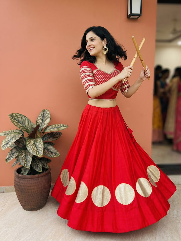 Pure Roman Cotton Gota Lehenga Choli for Navratri