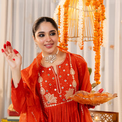 Women’s Chanderi Silk Embroidered Kurta with Chanderi Silk Bottom & Embroidered Chanderi Dupatta Set