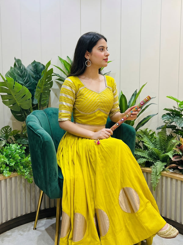 Pure Roman Cotton Gota Lehenga Choli for Navratri