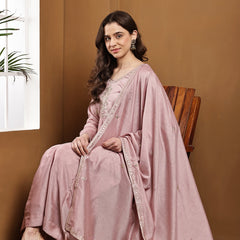 Vichitra Silk Kurta Pant Set With Vichitra Silk Dupatta