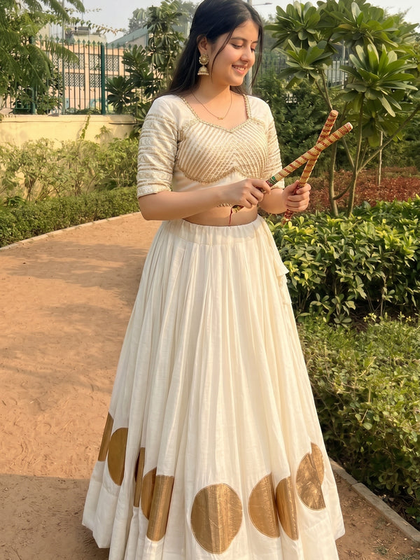 Pure Roman Cotton Gota Lehenga Choli for Navratri
