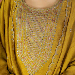 Women's Embroidered Vichitra Kurta Set with Dupatta