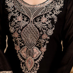 Women’s Vichitra Embroidered Kurti With Stitched Bottom & Dupatta Set