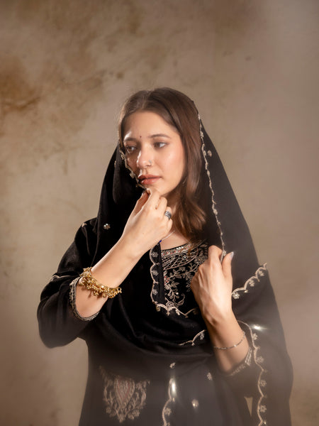 Women’s Vichitra Embroidered Kurti With Stitched Bottom & Dupatta Set