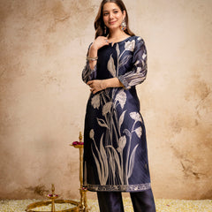 Women's Assam Silk Printed Kurta Pant Dupatta Se