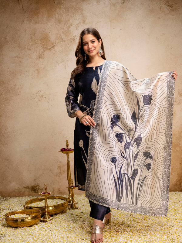 Women's Assam Silk Printed Kurta Pant Dupatta Se