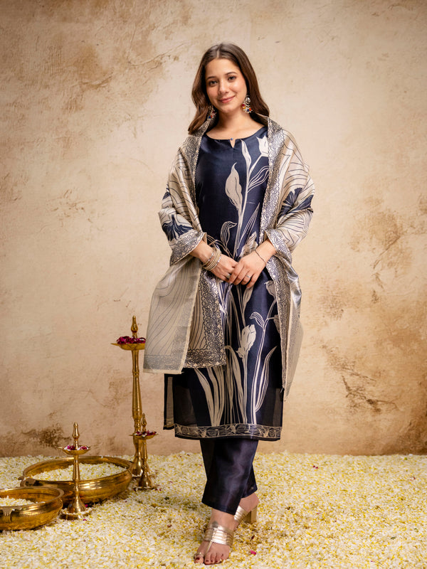 Women's Assam Silk Printed Kurta Pant Dupatta Se