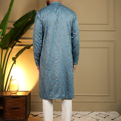 Men’s Heavy Khadi Cotton Mirror Work Kurta with Semi Cotton Chudidar