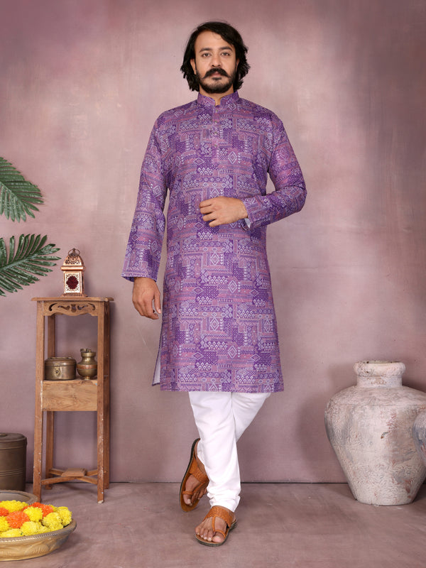 Men’s Cotton Sequence Work Kurta with Semi Cotton Chudidar