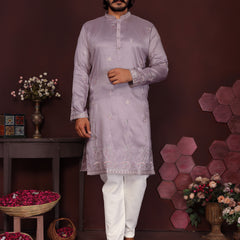 Men’s Premium Smart Silk Sequence Embroidered Kurta with Raymond Cotton Pyjama