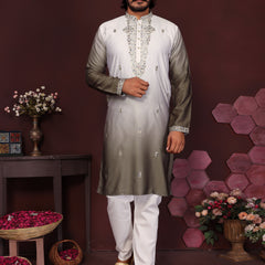 Men’s Premium Cotton Silk Embroidered Kurta with Raymond Cotton Pyjama