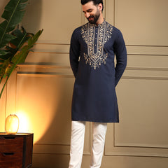 Men’s Armani Lachko Embroidered Kurta with Semi Cotton Chudidar