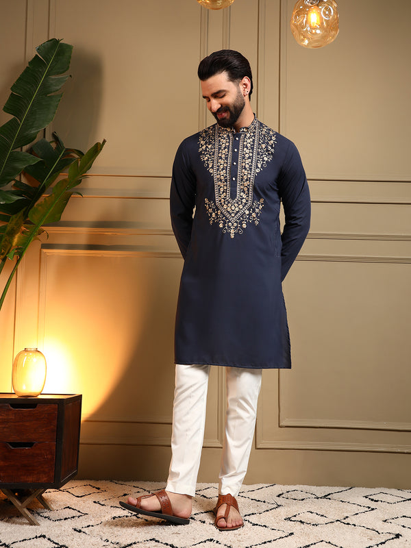 Men’s Armani Lachko Embroidered Kurta with Semi Cotton Chudidar