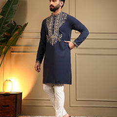 Men’s Armani Lachko Embroidered Kurta with Semi Cotton Chudidar