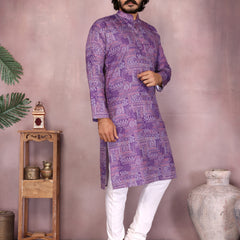 Men’s Cotton Sequence Work Kurta with Semi Cotton Chudidar