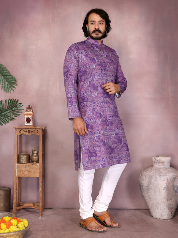 Men’s Cotton Sequence Work Kurta with Semi Cotton Chudidar
